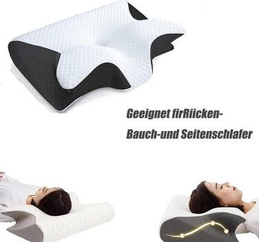 Подушка Dreamsleepz, ергономічна подушка для шиї Dreamsleepz, подушка з піни з ефектом пам&39яті для шийного відділу хребта, для сну на боці, спині та животі, подушка для підтримки шиї (сіра, велика) сіра велика