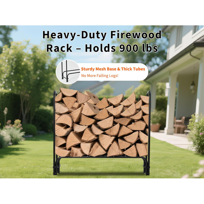Сталева дров&39яна підставка для зберігання дров. Міцна дерев&39яна підставка для саду, тераси та відкритих майданчиків для оптимального зберігання дров (120 см).