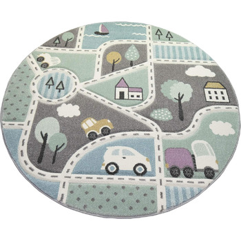 Килим дитяча кімната дитячий килим вуличний килим автомобільний синій зелений розмір 160 см круглий