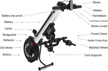 Електричний ручний велосипед, Кріплення для інвалідного візка, Ручний велосипед для кріплення інвалідного візка, Електричний ручний велосипед, Портативний легкий настільний ручний велосипед з 13 Ач Li