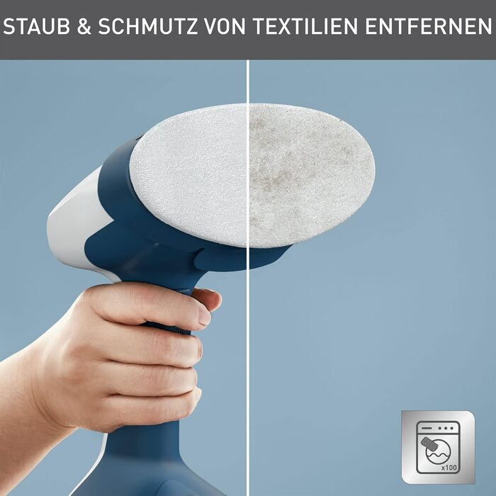 Секунд нагріву 1400 Вт до 25 г/хв. резервуар для води 150 мл 8 хв. відпарювання мережевий кабель 2,6 м різні аксесуари білий/синій