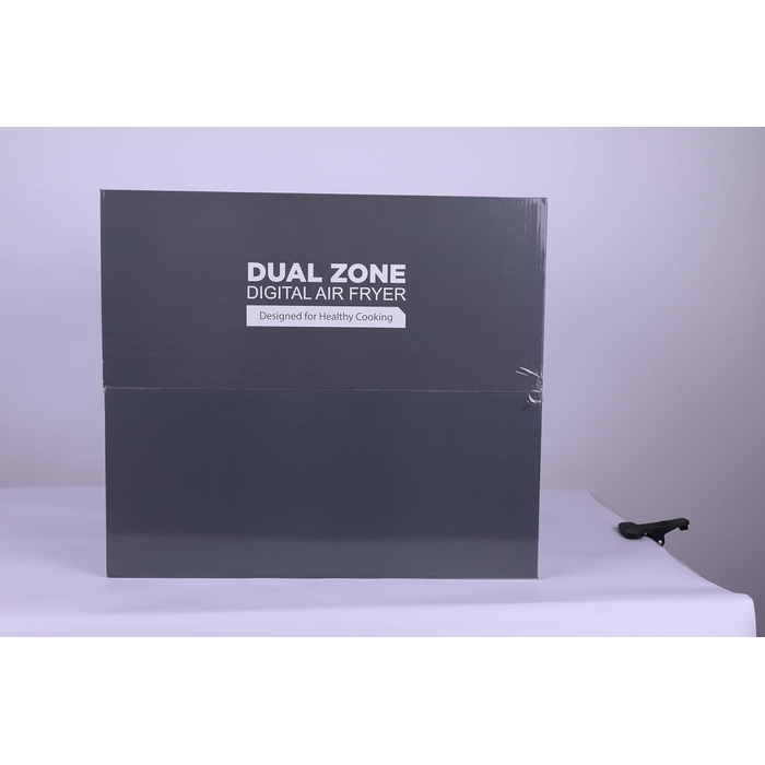 Двозонна фритюрниця з оглядовим вікном, подвійна фритюрниця ємністю 9 л XL, 2 висувні ящики, попередні налаштування приготування 9-в-1, сенсорний екран, розумний екран і функція таймера, здорова фритюрниця без олії та приготування з низьким вмістом жиру