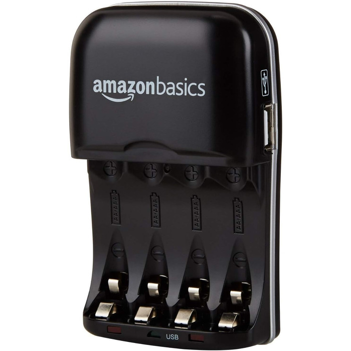 Зарядний пристрій Storeo Basics для акумуляторних Ni-MH акумуляторів типу AA/AAA та USB-пристроїв попередньо заряджені акумуляторні Ni-MH акумулятори типу AAA (1000 циклів, типово 800 мАг, 1,2 В, мінімум 750 мАг) 8 шт.