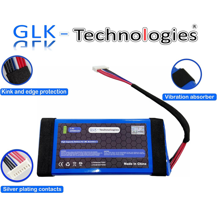 Змінний акумулятор GLK-Technologies JBL Boombox 1 High Power JEM3316, JEM3317, JEM3318 Акумулятор 10400 мАг вкл. набір інструментів NUE