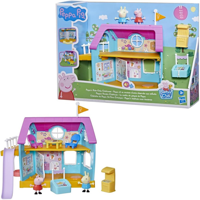 Іграшка для дошкільнят Peppa Pig Hasbro Kids Clubhouse зі звуковими ефектами, що включає 2 фігурки та 7 аксесуарів, вік 3.