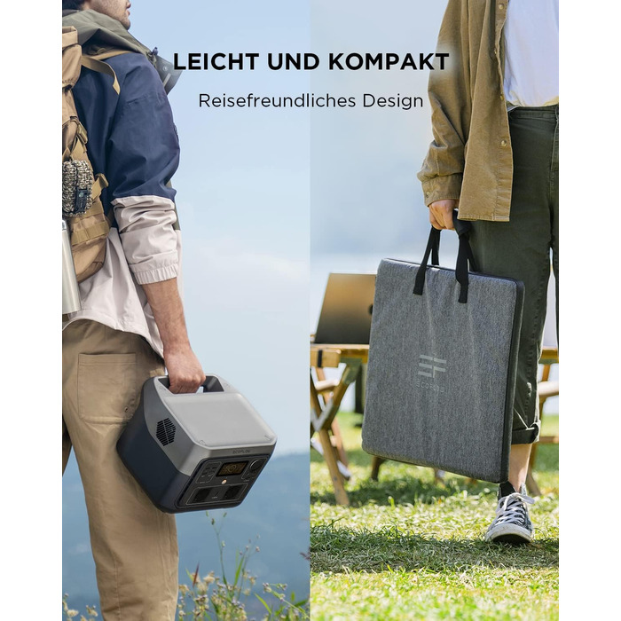 Портативна електростанція RIVER 2 MAX зі складною сонячною панеллю 160 Вт, сонячний генератор 512 Вт з LiFeP04, швидка зарядка за