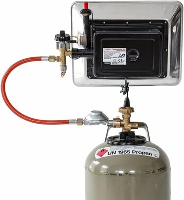 Промисловий інфрачервоний обігрівач ROTHENBERGER з п&39єзозапальником, пропановим шлангом 0,5 м та регулятором тиску 37 мбар Газовий інфрачервоний обігрівач Насадний обігрівач **Підходить лише для французьких газових балонів**