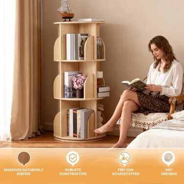 Дитяча книжкова полиця Allyson, що обертається на 360 градусів, 3 рівні, багатофункціональна підставка для компакт-дисків для вітальні та офісу, кругла полиця для файлів для дитячої кімнати та спальні