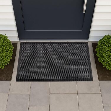 Килимок для дверей Ultralux з ПВХ-сітки, міцний 3D-брудовловлювальний килимок, вхідний килимок зі скребком та брудозахисним бар&39єром для внутрішнього та зовнішнього використання для вхідних та задніх дверей, 80 x 50 см, сірий та чорний, 50 x 80 см (прям