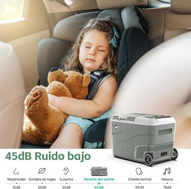 Портативний електричний холодильник, 38 л, подвійна зона охолодження, портативний, для автомобіля, 12 В / 24 В постійного струму 1