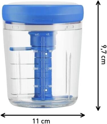 Тефаль Джеймі Олівер K1644344 Чоп і шейкер без світла Ємність 450 мл Мультишредер Універсальний подрібнювач для овочів, фруктів, цибулі, горіхів, часнику білий/синій білий/синій сингл