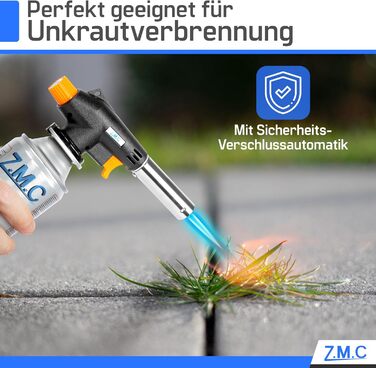 Газовий пальник Z.M.C 8 газових картриджів 227 г, пальник фламбе до 1300C, пальник Бунзена 1,3 кВт, паяльний пальник, кухонний пальник з регульованим полум'ям