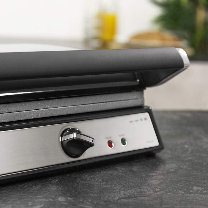 Електричний гриль Cecotec RocknGrill 2400 UltraRapid, 2400 Вт, покриття RockStone, розкладка на 180, плаваюча верхня панель, піддон для жиру, регулювання температури