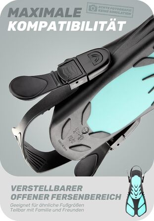 Ласти для плавання CAPAS, ласти для плавання дорожнього розміру, короткі, регульовані для підводного плавання та дайвінгу, ласти для дайвінгу з відкритою п&39ятою, зелені, S/M (дорослі 36-41)