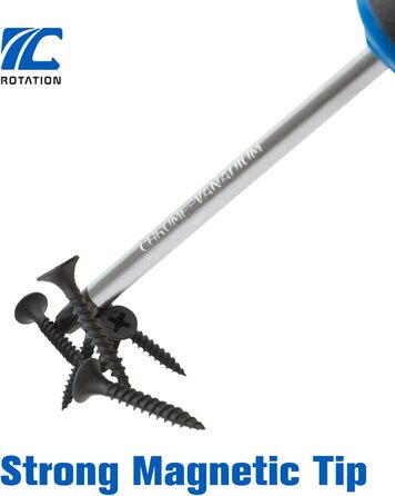 Набір викруток ROTATION 6 предметів з магнітними наконечниками 3 хрестові та 3 плоскі викрутки, професійна ручка-подушка 6-частинний набір ручного інструменту, синій