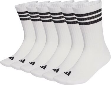 Шкарпетки Adidas Unisex 3 Stripes Essentials Cushioned Crew, 6 пар, 40-42 білі/чорні/чорні