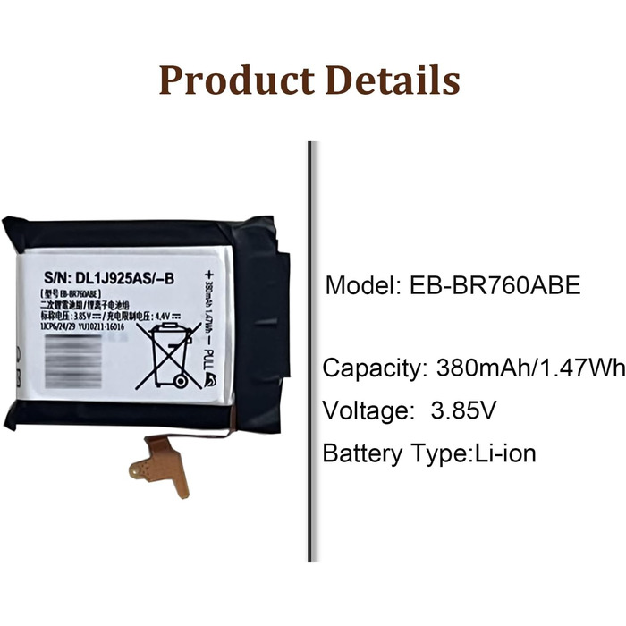 Замінний зарядний футляр EB-BR760ABE, сумісний із Gear IconX (2018) SM-R140