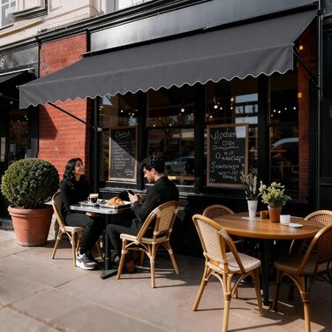 Тентовий тент із затискачем та кривошипом, шириною 350 см - Балконний тент без свердління, регульований, із захистом від ультрафіолету, захистом від сонця, водонепроникний, темно-сірий (3,50 x 1,20 м, темно-сірий) 3,50 x 1,20 м темно-сірий