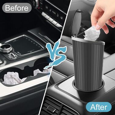 Автоматичний сміттєвий бак з кришкою, компактний, для приміщень, водонепроникний та з функцією усунення запахів, 2 рулони мішків для сміття, зручний міні-бак для автомобіля, дому, офісу, спальні, чорний