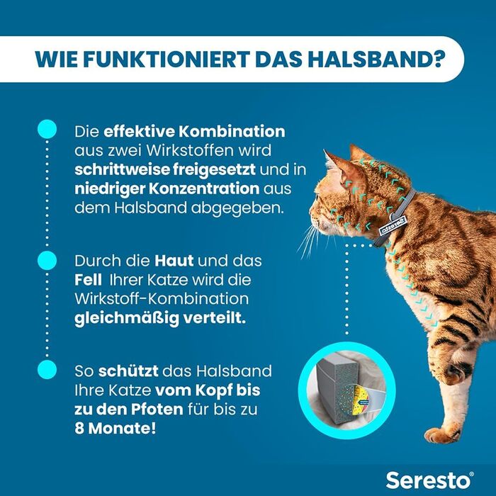 Нашийник від кліщів Elanco Seresto для котів 7-8 місяців ефективного захисту від кліщів та бліх, довжина 36 см, 1,25 г 0,56 г