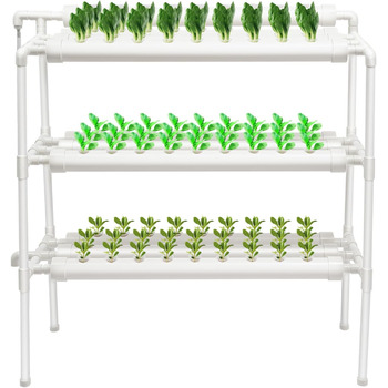 Набір для гідропонного вирощування LIAIZE із 90 місцями для рослин, 3-шарова система гідропонного вирощування, набір для гідропонного вирощування на ділянці Система гідропонного садівництва Безґрунтові труби для вирощування Вертикальний сад