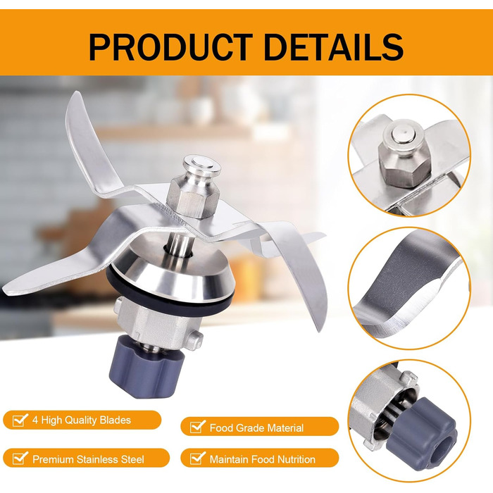 Змінне лезо з нержавіючої сталі, сумісне з розумним кухонним комбайном Silvercrest Monsieur Cuisine Connect і Monsieur Cuisine, змінним лезом блендера з ущільнювальним кільцем і щіткою для чищення