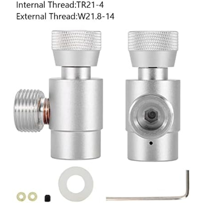 Балон CO2 Наповнення бака CO2 Заправний бак CO2 TR21-4 до W21.8 Комплект для підключення редуктора тиску в циліндрі для набору адаптерів для заправки Бак Підключення пляшки Homebrew Kit (срібний адаптер без лічильника)