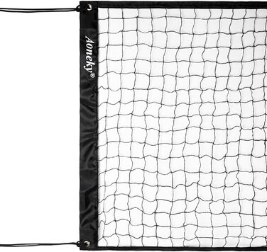 Волейбольна сітка Aoneky 9,5 м для критої, відкритої, садової, пляжної чи басейнової гри – чорна сітка з натяжними мотузками, змінна