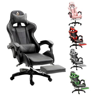 Ергономічне ігрове крісло, офісне крісло з регульованою висотою та функцією відкидання (чорне)