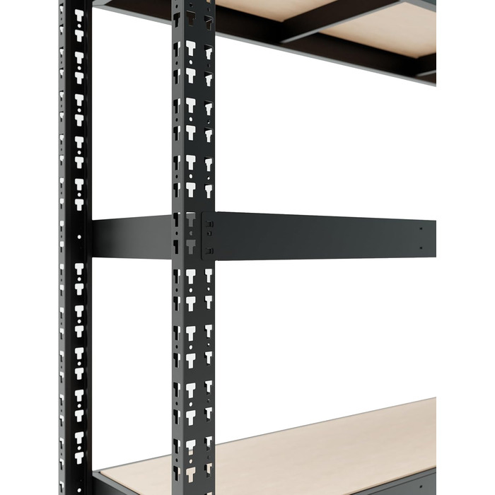 Стелаж для зберігання Metalkas MEGA-MET 500 з 4 полицями з МДФ, 180x180x60 см, вантажопідйомність полиць 500 кг, полиці з регулюванням висоти, надміцний стелаж, стелаж для підвалу, стелаж для майстерні, виготовлений з металу, чорний 180x180x60 см/вантажоп