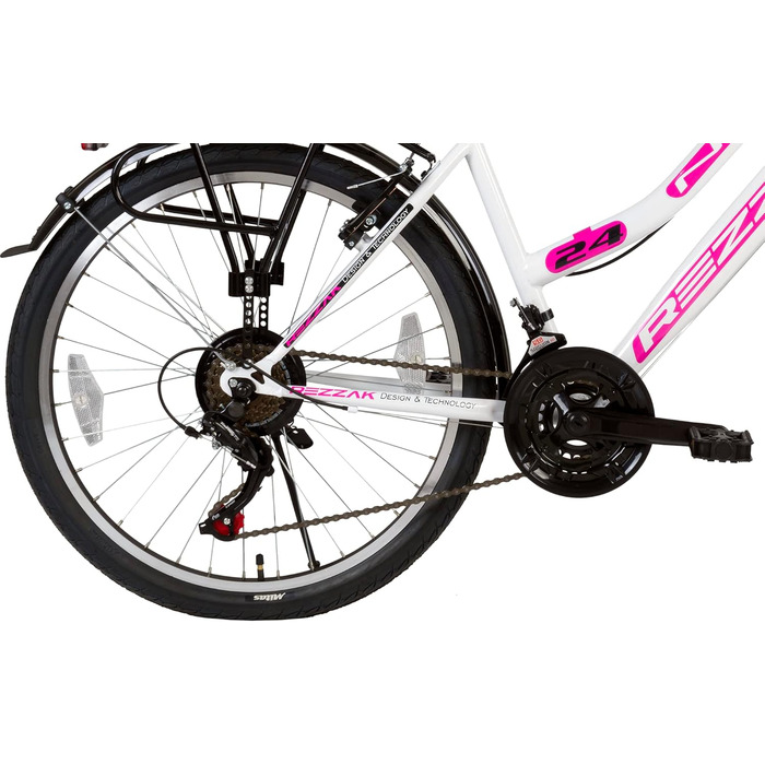Дюймовий велосипед, велосипед для дівчаток, жіночий велосипед, дитячий велосипед, розмір рами приблизно 42 см, 21 швидкість, білий/рожевий, новий - 049, 24-