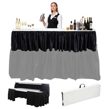 Столи для стояння, барні підставки з спідницею, мобільний розкладний стіл, складаний, портативний, для банкетів, заходів, дому, вечірок, пікніків, ресторанів (стіл не входить до комплекту), білий, 1,8 м білий/розкішний сад 6 футів