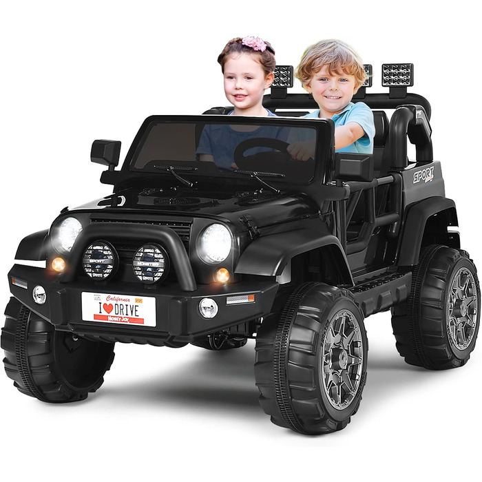 Дитячий електромобіль DREAMADE, 2-місний дитячий електромобіль з пультом дистанційного керування 2,4 ГГц та світлодіодним світлом