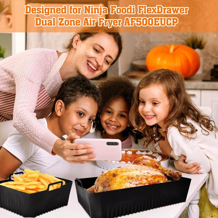 Силіконова форма для аксесуарів для фритюрниці Ninja AF500EU - Термостійка фритюрниця 3PCS Силіконова форма для фритюрниці Ninja Foodi Flexdrawer 10.4 л AF500DE силіконові форми, які легко чистити. 3 шт. силіконова форма