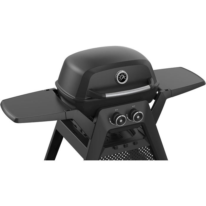 Конфорочний газовий мангал GRANDSTATE BLACK KITE 200 з візком для барбекю, піддоном для збору жиру, потужною подвійною конфоркою,