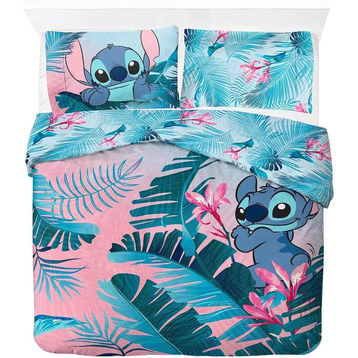 Постільна білизна Disney Lilo and Stitch з квітковим принтом для двох - комплект дитячої постільної білизни, включаючи наволочку 5