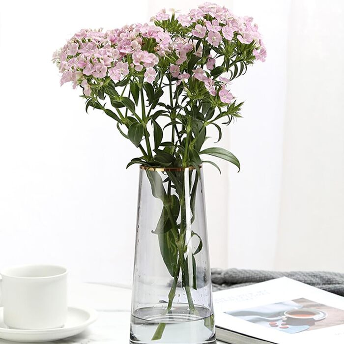 Прозора скляна ваза для квіткових композицій, що легко миється та сушиться, широке застосування, ваза для квітів, подарункова прикраса, прозоре золото1325