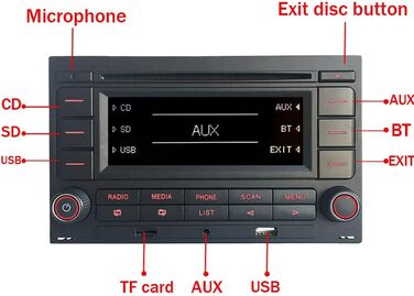 Автомобільна стереозвукова стереосистема RCN210 для VW Golf MK4 Polo Passat B5 USB MP3 AUX SD Вбудований Bluetooth з програвачем компакт-дисків RCN210 avec adaptateur ISO