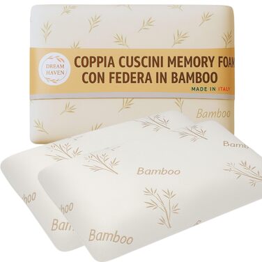 Подушка DREAM HAVEN з піни з ефектом пам&39яті з чохлом з алое вера, для шиї та ортопедичної подушки для ліжка, антикліщова та гіпоалергенна (пара бамбука, 1) 1 пара бамбука