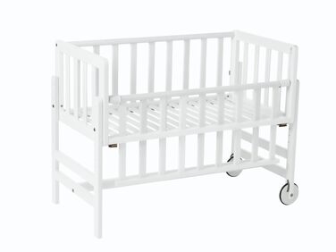 Приліжкове ліжечко Geuther Betty 45 см x 90 см Регулювання висоти у 9 напрямках з рейковою основою з масиву дерева Сталий розвиток Легке складання Білий