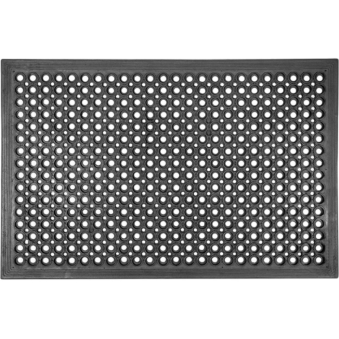 Килимок для вулиці KADAX проти ковзання, чорний гумовий килимок, брудозатримуючий килимок для вхідних зон, гумовий килимок для дверей (60x90 см) 90Д x 60Ш x 1,4Г см