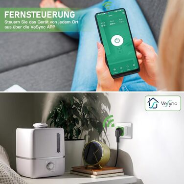 Розетка WLAN з вимірюванням потужності - додаток GreenSun VeSync Розетка WLAN Таймер Розетка Вимірювач вартості електроенергії Голосове керування за допомогою таймера/розкладу Alexa Розетка Wi-Fi 16A