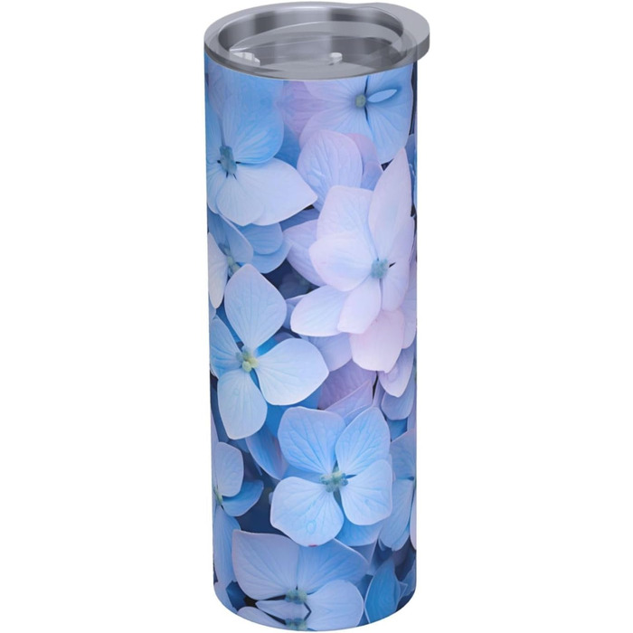 Кухоль з прямою трубочкою, принт гортензії, дорожній кухоль, підходить для кемпінгу, офісу та дому, 590 мл