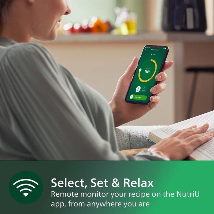 Мультипіч Philips серії 5000, розмір L, 4,1 л (0,8 кг), функції приготування 13-в-1, підключення до Wi-Fi, на 90 менше жиру завдяки технології Rapid Air, додаток HomeID, сумісний з Alexa (HD9255/90)