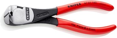 Діагональні кусачки Knipex Kraft чорні атраментовані, з пластиковим покриттям 160 мм 67 01 160 160 мм атраментовані Рукоятки з пластиковим покриттям, червоні