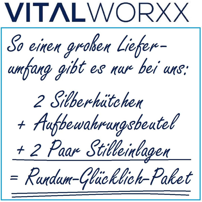 Срібний капелюх VITALWORXX з чистого срібла 999 проби (2 шт. и), включаючи 2 пари прокладок для годування та 1 сумку для зберігання, для використання на чутливих сосках