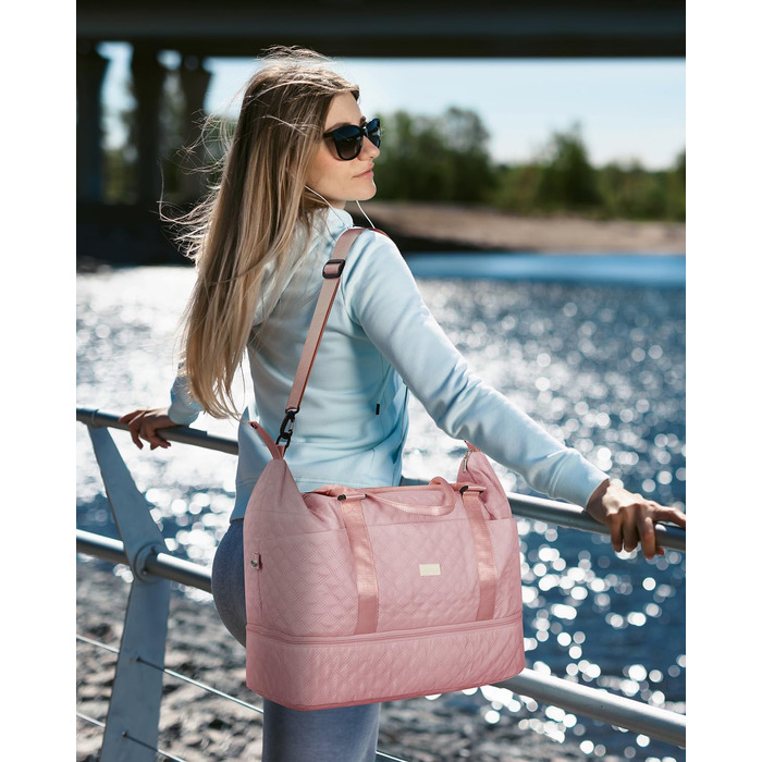 Жіноча ручна поклажа з відділенням для взуття та відділенням для вологи, дорожня сумка-саквояж на вихідні з косметички, сумка для лікарні для пологів, рожева