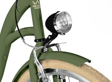 Велосипед Milord Comfort з плетеним кошиком, голландський велосипед, жіночий велосипед, міський велосипед, ретро, вінтажний, 28 дюймів, зелено-кремовий, 1 швидкість