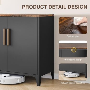 Металева шафа, шафа для зберігання речей, металевий комод, сервант, кухонна шафа, балконна шафа, бічна шафа, садова шафа, шафа для документів, шафа для передпокою, регульована полиця, 40Г x 80Ш x 76В см