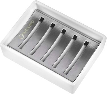 Мильниця OneAmg, керамічне сидіння з нержавіючої сталі SUS 304, тримач для мила, подвійна мильниця без свердління для ванної кімна